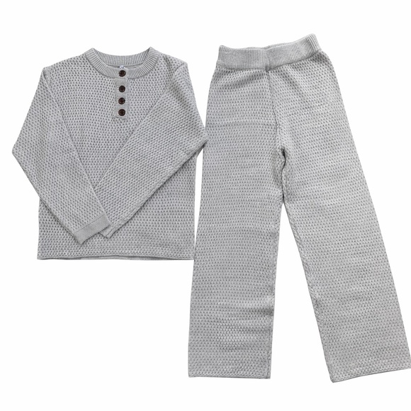 Pants - Waffle Knit Henley Lounge Set Oatmeal Beige Medium Cozy Knit (Everlane like)
